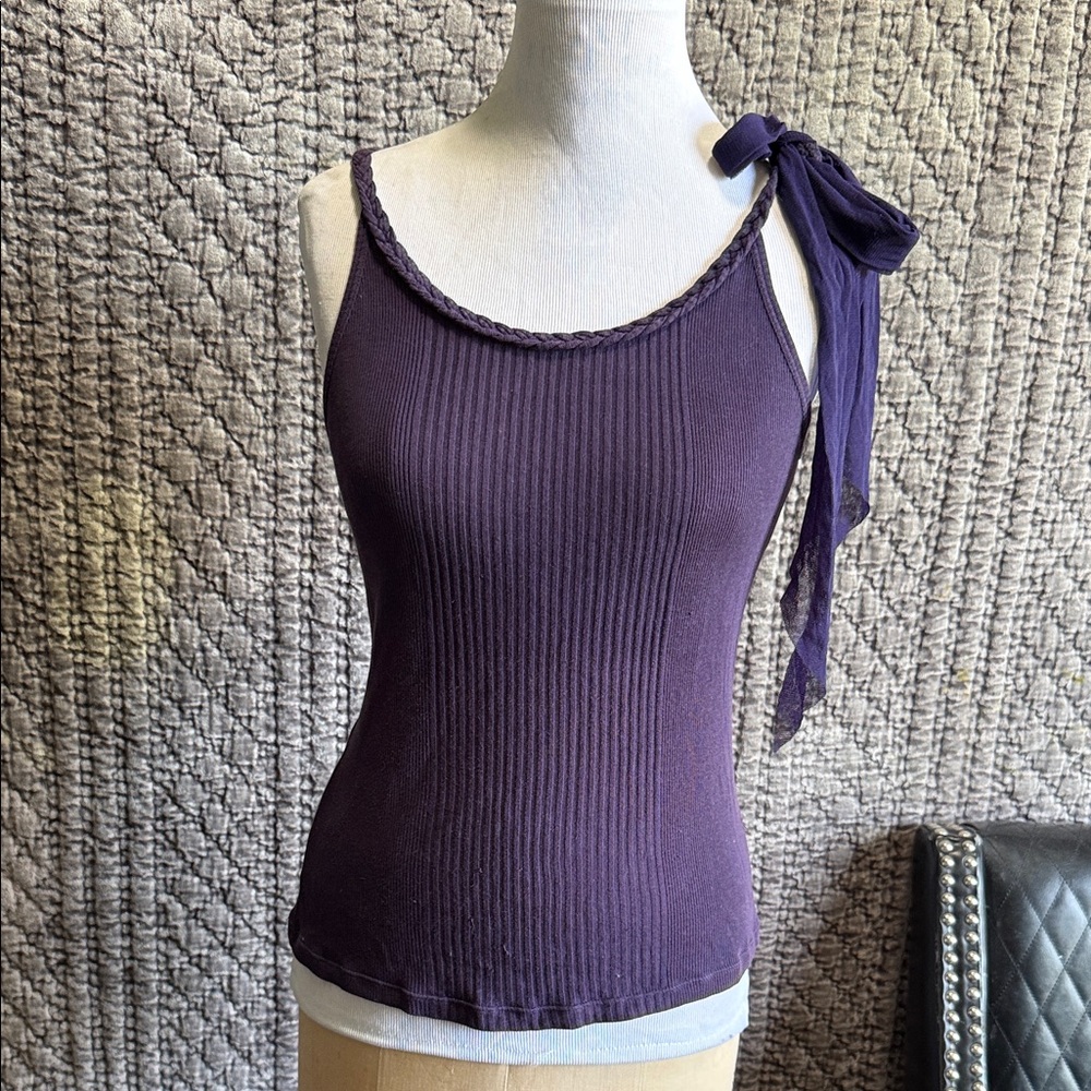 Jean Paul Gaultier Purple Camisole with Shoulder Bow 100%Silk